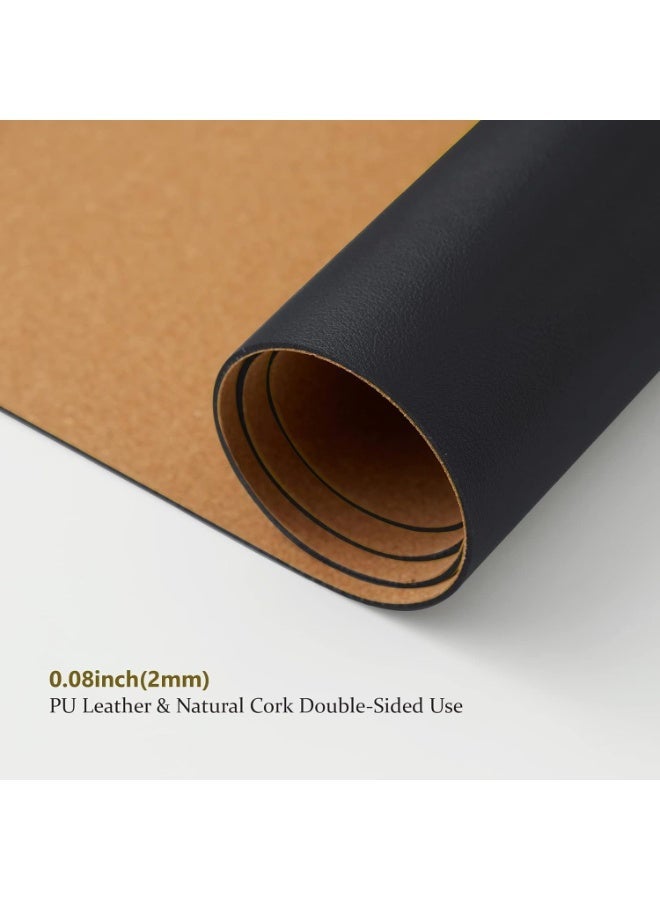 كورك مكتب حصيرة - مزدوجة الجانبين لوسادة المكتب للمكتب والمنزل - مكتب تنظيم والاكسسوارات - مثالية لوسادة الماوس الكبيرة ووسادة المكتب على قمة المكاتب (أسود، 90 سم × 43 سم) - Image 4